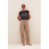 Jeans - Stone Sand - Begum - Casual Broek - Biologisch Katoen - Hoge Taille - 5 Zakken