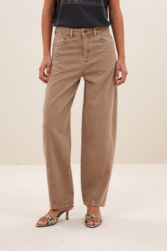 Jeans - Stone Sand - Begum - Casual Broek - Biologisch Katoen - Hoge Taille - 5 Zakken