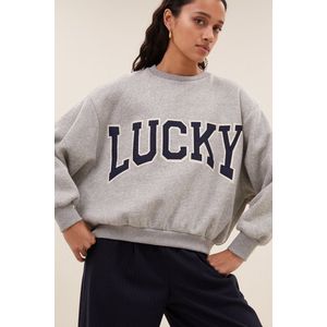 By-Bar - Bibi Patchwork Sweater - Grijs - Damestrui