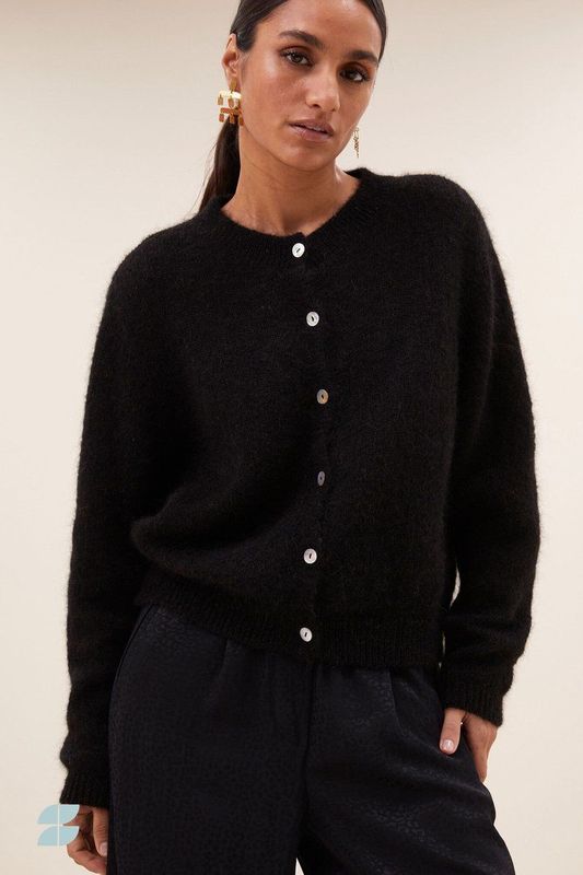 By-Bar Amsterdam - Cleo Natural - Cardigan - Zwart