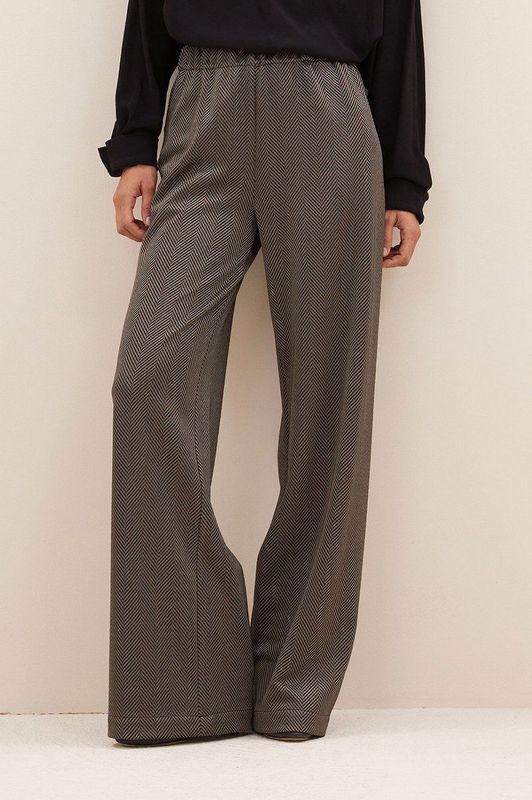 Lissa - Herringbone Pants - Biscuit - 65% Polyester - 19% Lurex - 14% Viscose - 2% Elasthane
