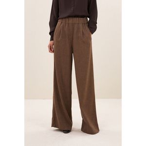 Benji - Tweed Pants - Latte - Losvallende Pasvorm - Elastieken Band