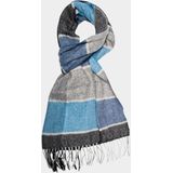 Michaelis  heren sjaal, blauw met grijs geruit -  Maat: One size