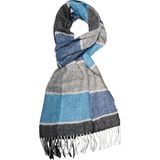 Michaelis  heren sjaal, blauw met grijs geruit -  Maat: One size