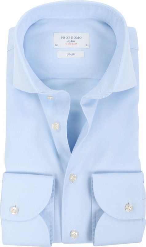 Profuomo - Travel Shirt - Lichtblauw - Katoen - Non Iron