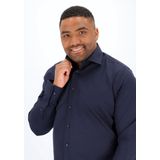 Michaelis - Slim Fit Overhemd - Navy Blauw - 100% Katoen - Strijkvrij
