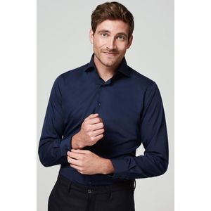 Michaelis - Slim Fit Overhemd - Navy Blauw - 100% Katoen - Strijkvrij