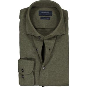 Profuomo - Slim Fit - Overhemd - Olijfgroen - 100% Katoen