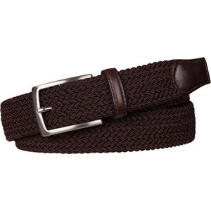 Geweven Riem Bruin - Profuomo - Taille maat 95cm - Stretch,Leer - Dames & Heren riem Effen