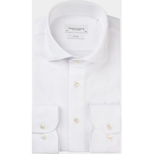 Profuomo Wit Knitted Mercerised Overhemd Heren