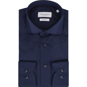 Profuomo Twill Overhemd Extra Lange Mouwen Navy Heren Overhemden Formeel