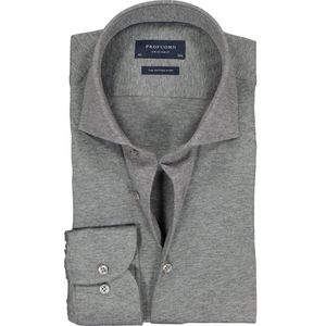 Profuomo - Slim Fit - Overhemd - Antraciet Grijs Melange - 100% Katoen