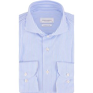 Profuomo Overhemd - Blauw - Japanese Knitted - Slim Fit - Non Iron