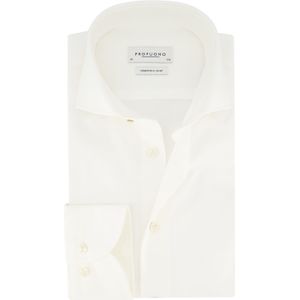 Profuomo overhemd zakelijk slim fit creme effen katoen