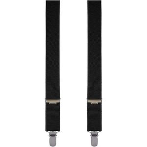 Profuomo Zwarte bretels met zilveren clips