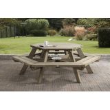 Houten Picknicktafel zeshoek, 225cm