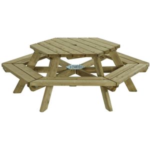 Talen Buitenmeubelen Zeshoek - Picknicktafel - 120cm / hoogte 76cm