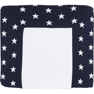 Baby's Only Gebreide baby aankleedkussenhoes - Waskussenhoes - Overtrek verzorgingskussen Star - Marine/Wit - 75x85 cm