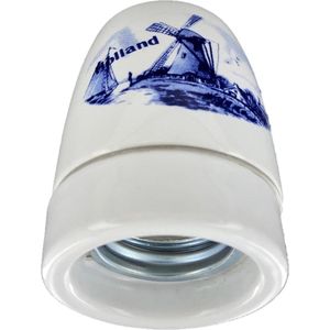 Lamphouder E27 Porselein - Wit / Blauw (Dutch design)