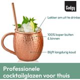 Gadgy Moscow Mule Bekers Set - 100% Koper - Cocktailset : 2 Cocktailglazen, 2 Rietjes & 1 Barmaatje