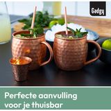 Gadgy Moscow Mule Bekers Set - 100% Koper - Cocktailset : 2 Cocktailglazen, 2 Rietjes & 1 Barmaatje