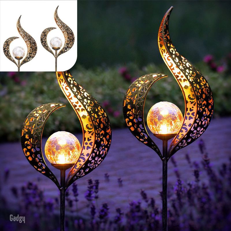Gadgy Set van 2 Solar Tuinverlichting met Vlamdesign, Buitenverlichting op Zonne-energie voor Tuin, Pad, Balkon of Terras