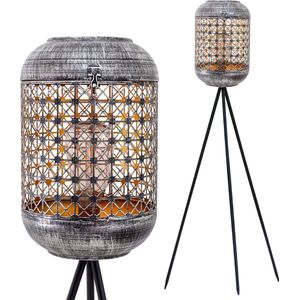 Gadgy Solar Tuinverlichting Staande Lamp Terras - Buitenlamp Zonne Energie Balkon & Tuin - Driepoot Tuinlamp Led Buiten - Tuinverlichting op Zonneenergie - Lantaarn voor Buiten Verlichting - Tuinlampen - Zilver / Zwart / Goud