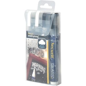 Securit Viltkrijt, waterbestendig, wit en zwart, 2 stuks, medium 2-6 mm