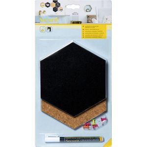 Securit Hexagon set van drie kurkborden, vier krijtborden en accessoires