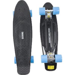 SWASS Vinyl Cruiser Skateboard Retro - Zwart/Blauw