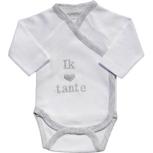 Petit Villain - Romper - Wit/Grijs - 100% Katoen - Met Drukknoopjes