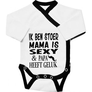 Petit Villain - Romper - Wit/Zwart - 100% Katoen - Met Drukknoopjes