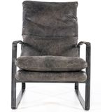 Eleonora Fauteuil Lex Antraciet Vintage Leer - Leer/Metaal