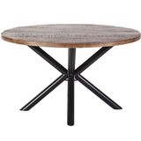 Eleonora Eettafel Rond Met Kruispoot Ø130cm Naturel - IJzer/Mangohout