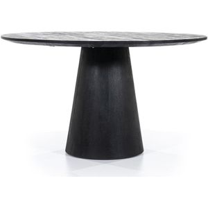Showroommodel, zelf afhalen!  Eettafel Aron rond 130 - zwart