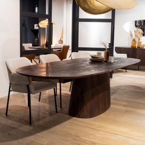 Eleonora Ovale Eettafel 'Aron' Mangohou - Kleur Brui - 250 X 110cm