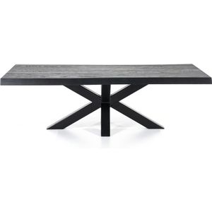 Boomstam salontafel met spinpoot zwart - 130x70