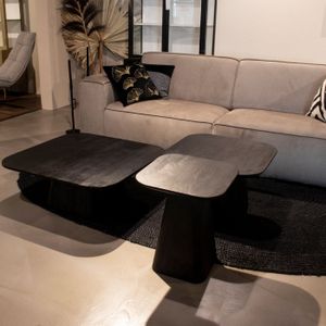 Eleonora - Aron - Salontafel - Zwart - Mangohout - 80x80x32cm