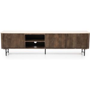 Eleonora Tv-Meubel Lio 3-Deurs Mangohout & Travertin Beige 200cm - Mangohout/Travertin