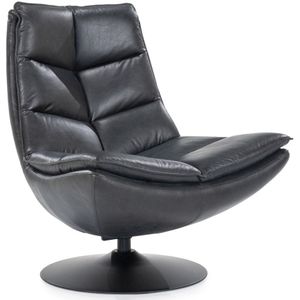 Eleonora Fauteuil Sven Zwart Boho Leer - Leer/Metaal