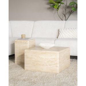 Eleonora Salontafel Donta Bruin - Travertin - 60x60x35cm