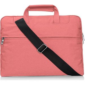 Mobigear Laptophoes geschikt voor Laptop | Mobigear Denim Zipper Schoudertas 13 - 14 inch Laptoptas - Roze