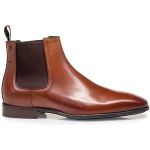 Floris van Bommel nette hoge schoenen kaneel bruin effen leer