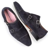 Floris van Bommel nette schoenen donkerblauw effen leer suede met gesp