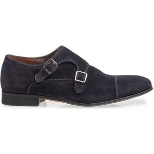 Floris van Bommel nette schoenen donkerblauw effen leer suede