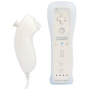 Wii Motion Plus Controller met Nunchuk geschikt voor Nintendo Wii, Wii Mini en Wii U / wit