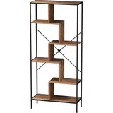 Boekenkast Wandkast Stoer - Industrieel - Metaal Hout - 180 cm Hoog