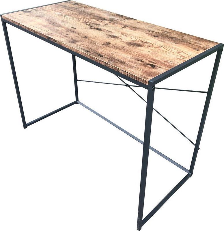Bureau Stoer - Laptoptafel - Industrieel Design - Bruin Hout - Zwart Metaal