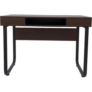 Bureau computer tafel Stoer - sidetable - industrieel vintage - zwart metaal bruin hout