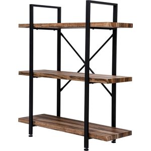 Wandkast Stoer - open boekenkast - industrieel design - 101 cm hoog - zwart